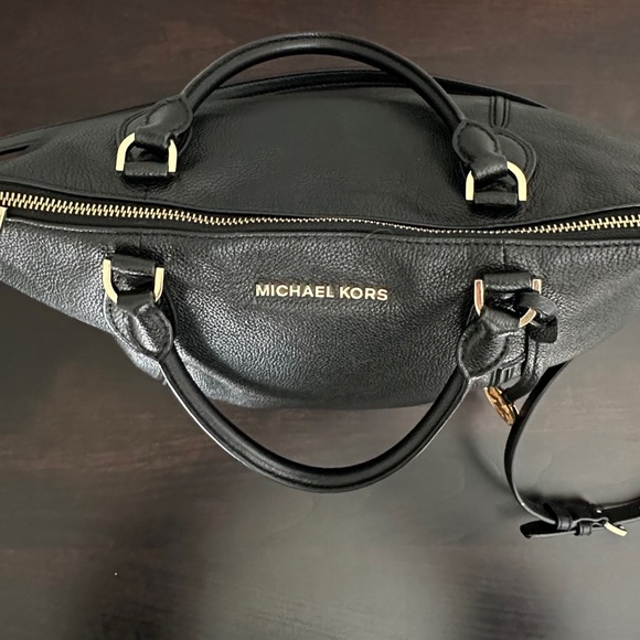 Michael Kors Sierra Large Satchel Tote Pebbled Leather Black - Picture 6 of 10